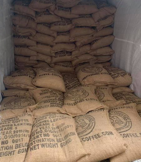 Our Coffee being loaded into containers